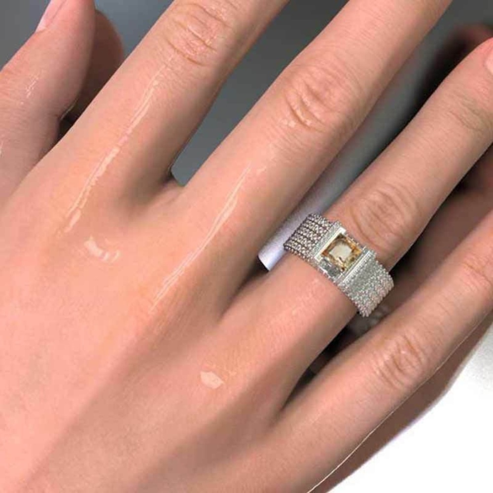 Elegant 925 Silver Round Cut Citrine Ring New - Picture 4 of 5